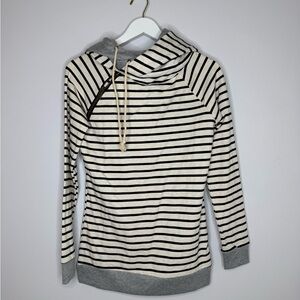 Ampersand Ave | Striped Hoodie with Zipper Detail | Size Medium
